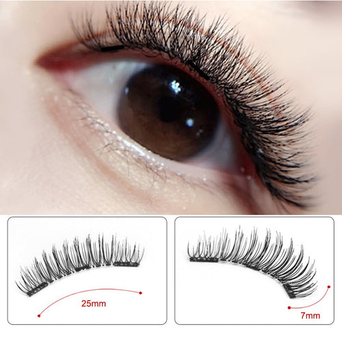 Genailish Eyelashes Magnetic False Natural 3 Magnets Set Long Wearing Without Glue Long Lasting Multiple Eyelashes Applicator