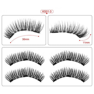 Genailish Eyelashes Magnetic False Natural 3 Magnets Set Long Wearing Without Glue Long Lasting Multiple Eyelashes Applicator