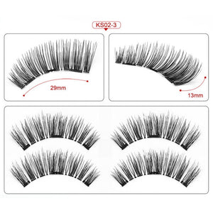 Genailish Eyelashes Magnetic False Natural 3 Magnets Set Long Wearing Without Glue Long Lasting Multiple Eyelashes Applicator